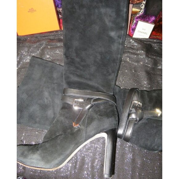 BOGO Antonia Melani Mixed Italian Suede Leather Heeled Knee Boots size 10 - Picture 2 of 8